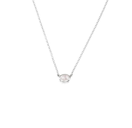 Love bead necklace silver - rose quartz