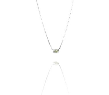 Love bead necklace silver - green quartz