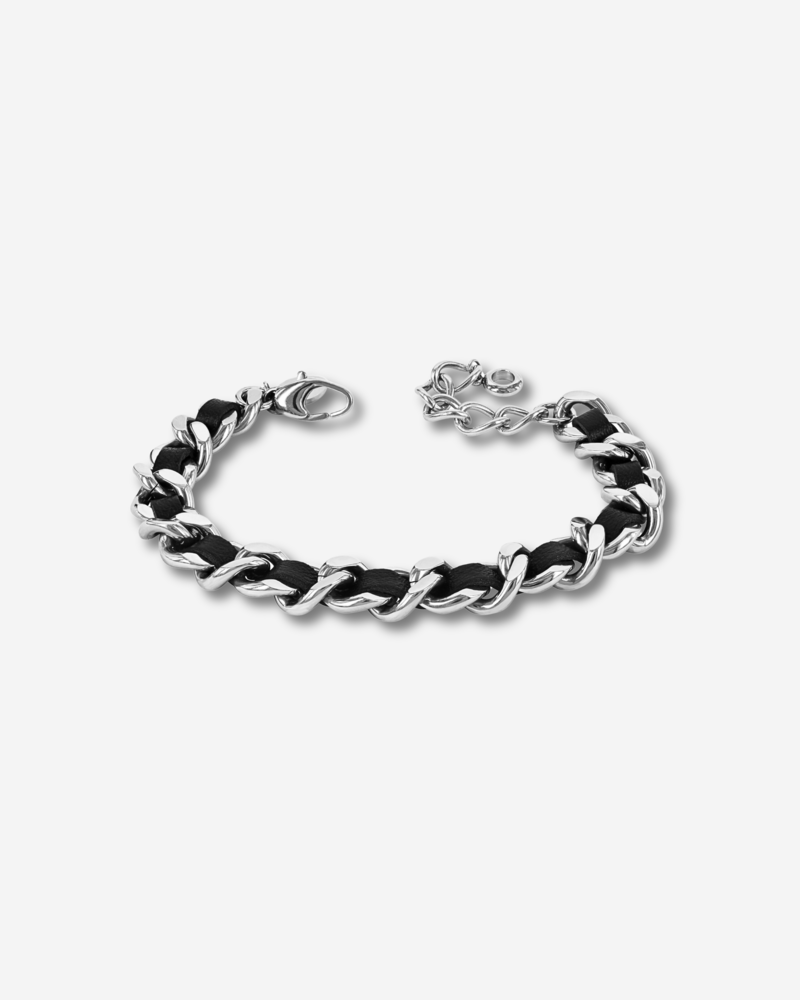 ADELIA Leather Armband Steel/black