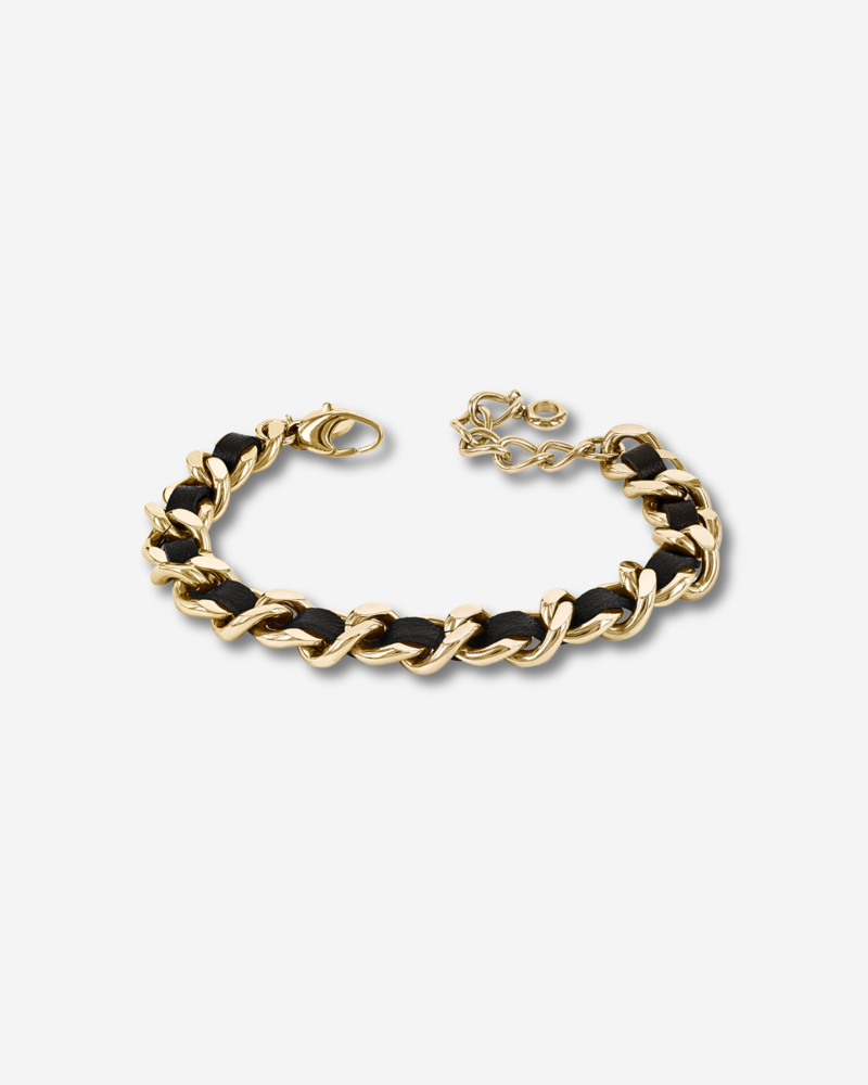 ADELIA Leather Armband Gold/black