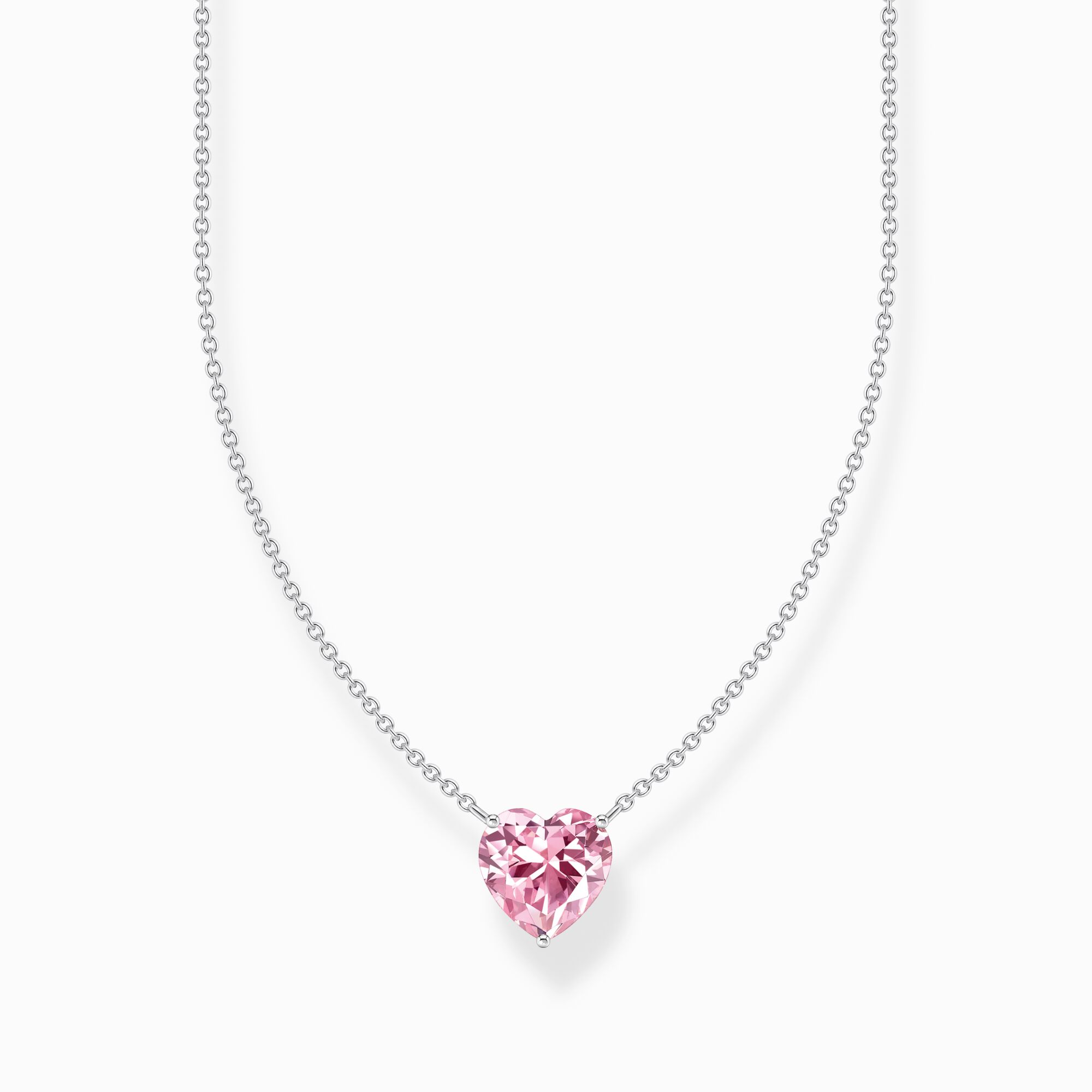 Halsband med rosa hjärtformat hängsmycke.