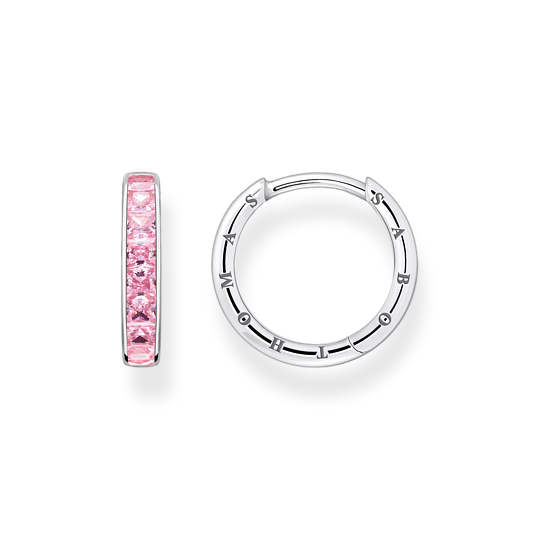 HOOP ÖRHÄNGEN MED ROSA STENAR PAVÉ SILVER