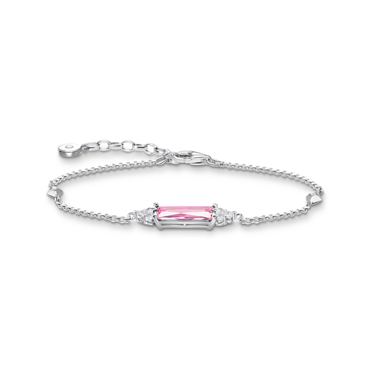 ARMBAND MED ROSA OCH VITA STENAR SILVER